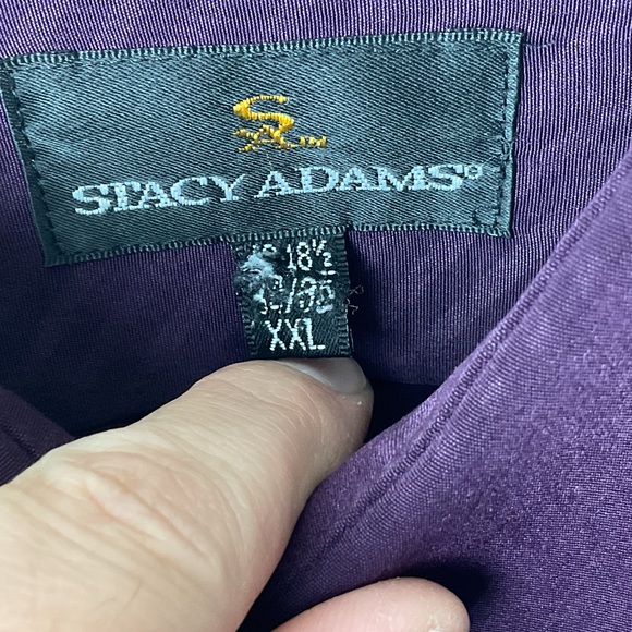 Pre-Owned Stacy Adams Men Purple Striped Button Up Long Sleeve Collar Shirt, XXL - Picture 7 of 11